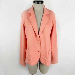 STO Terry Blazer Women's Orange 2 Button Soft Lightweight Pockets Jacket XL